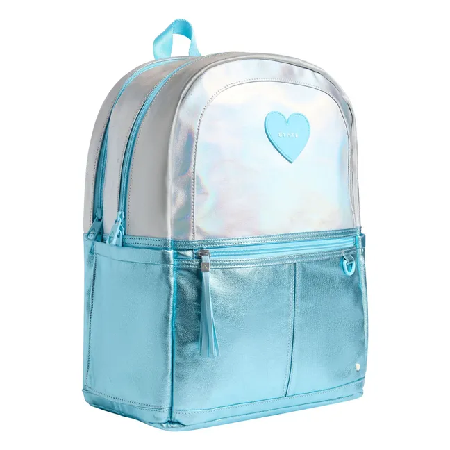 Sac à Dos Double Poches Kane Irisé Cœur | Bleu Clair