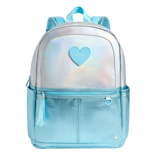 Sac à Dos Double Poches Kane Irisé Cœur | Bleu Clair