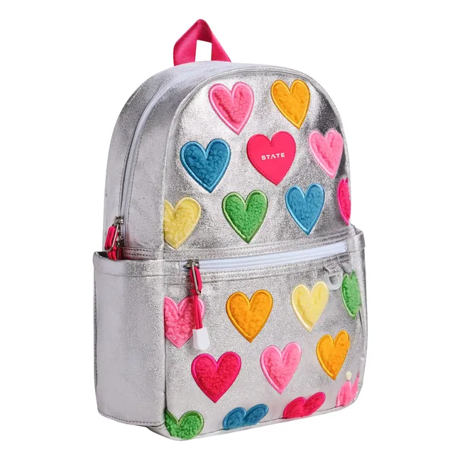 Sac à Dos Mini Kane Irisé Cœurs | Gris