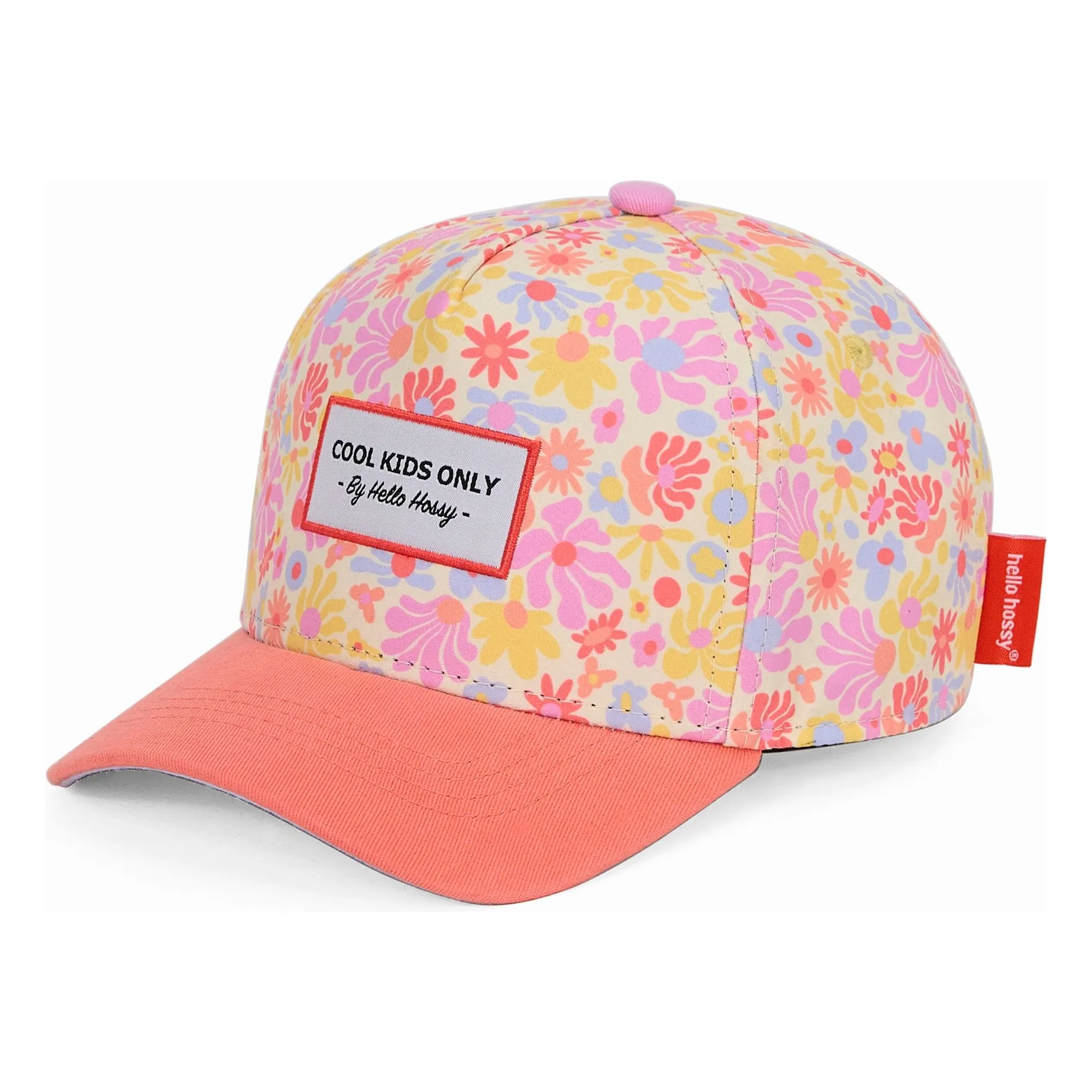 Hello Hossy Pink Retro Flowers Curved Visor Cap