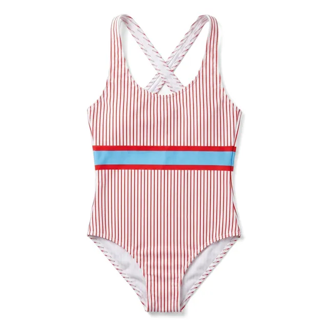 Maillot de Bain Dos Nageur Olivia Rayé | Blanc