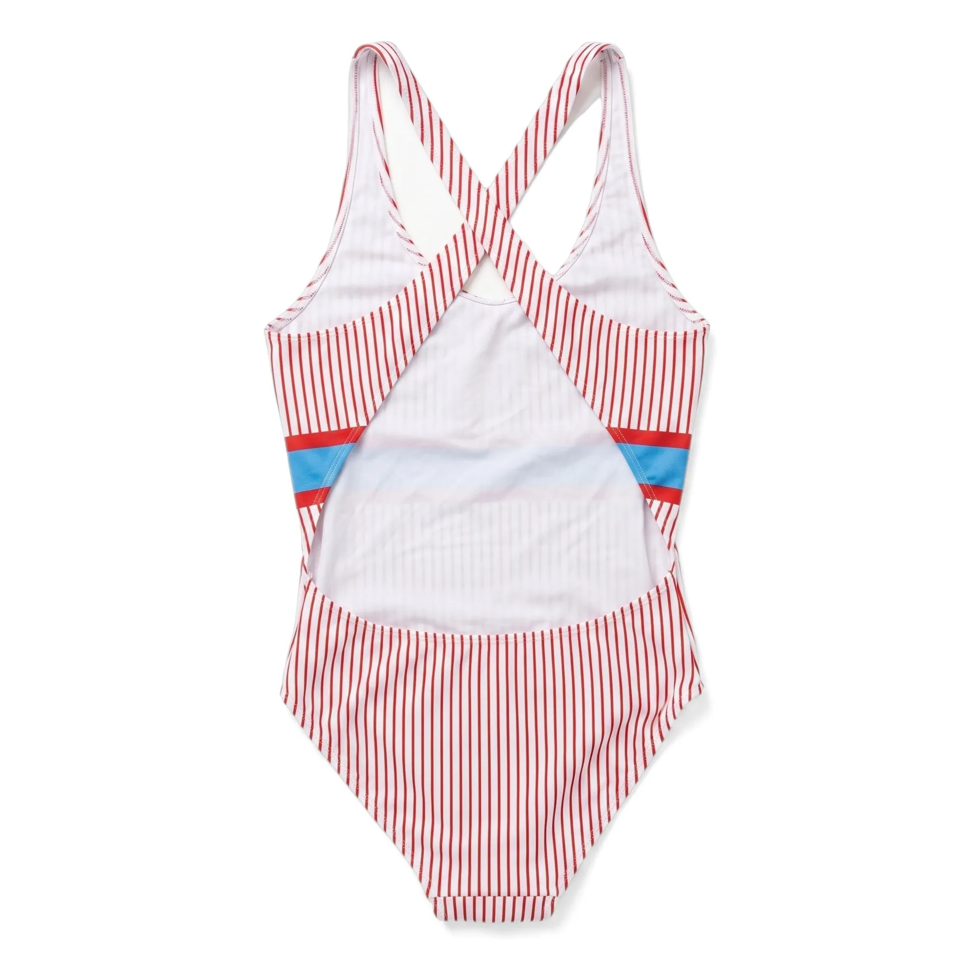 Olivia Backstrap Swimsuit, Striped | White- Product image n°3