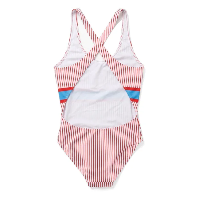 Maillot de Bain Dos Nageur Olivia Rayé | Blanc