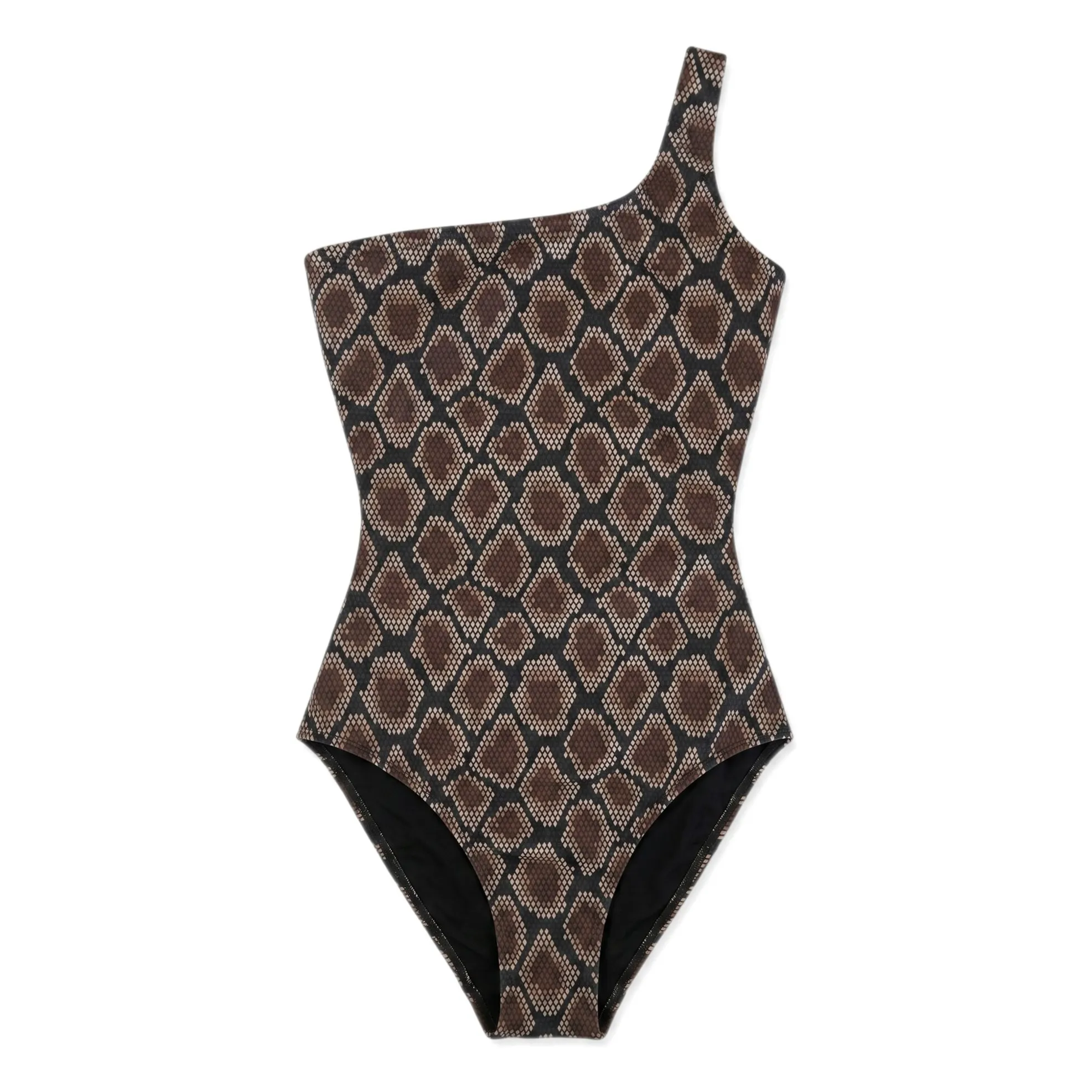 Maillot de Bain Asymétrique Sia Python | Marron- Image produit n°0