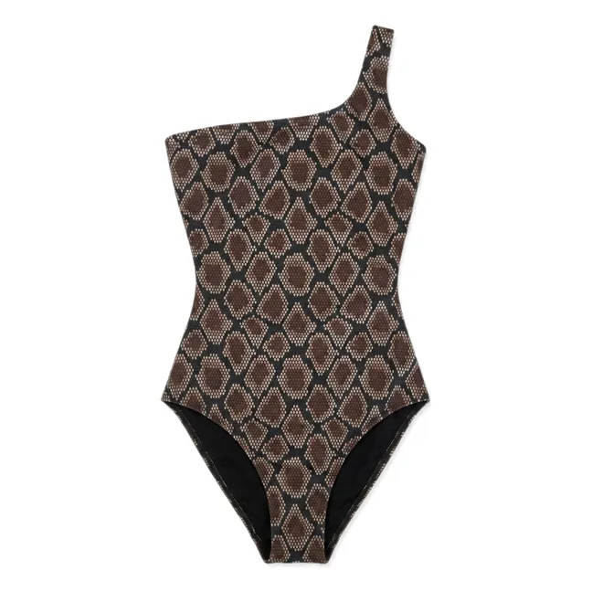 Maillot de Bain Asymétrique Sia Python | Marron