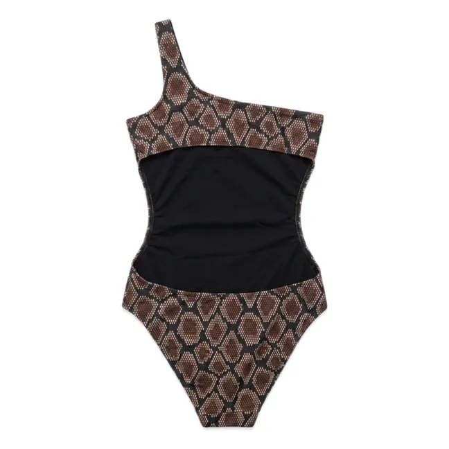Asymmetrical Swimsuit Sia Python | Brown