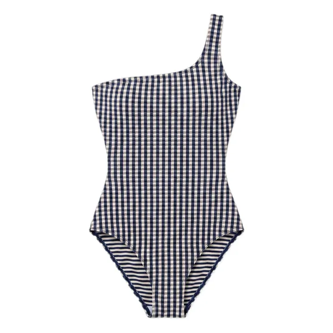 Maillot de Bain Asymétrique Sia Carreaux | Bleu marine