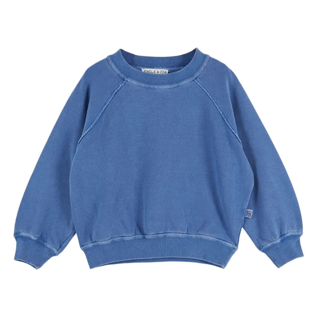 Organic cotton plain sweatshirt | Blue