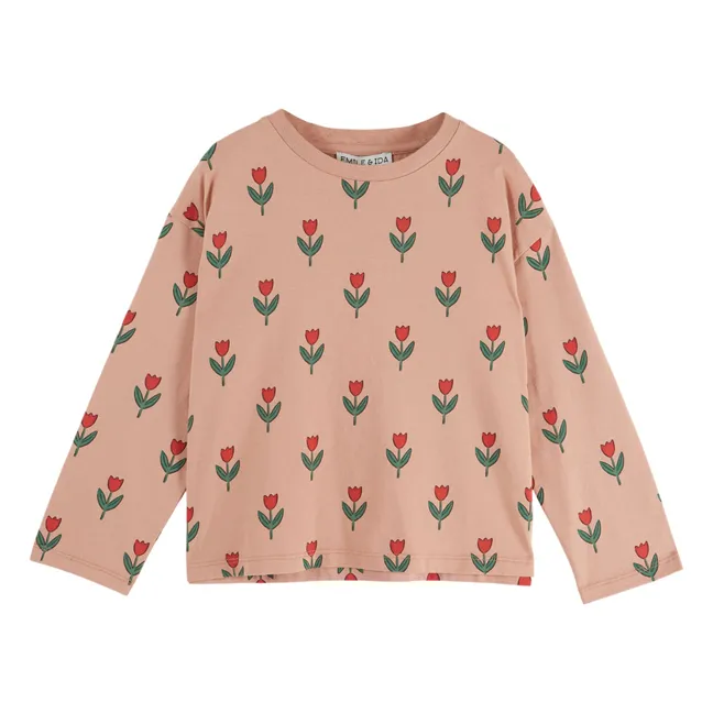 T-shirt Fleuri Coton Bio | Rose