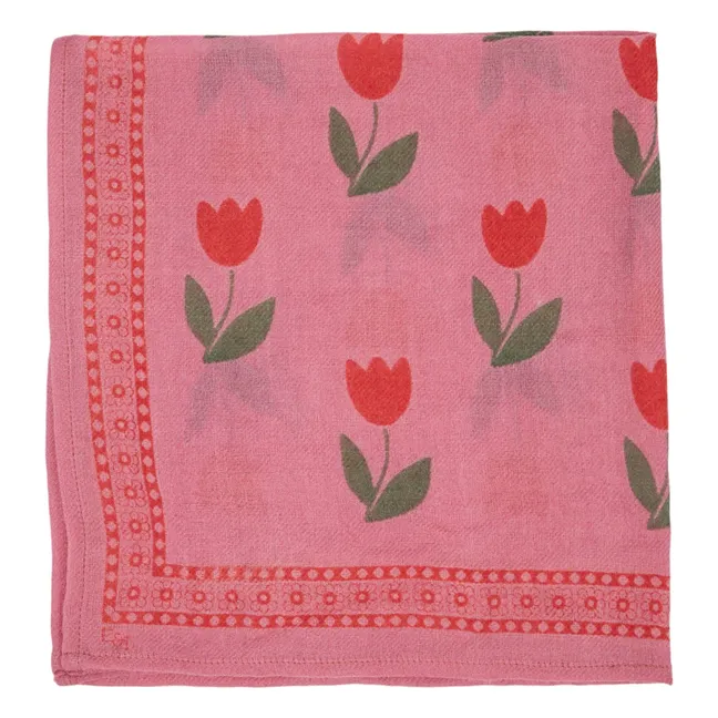 Foulard Tulipes Laine | Rose