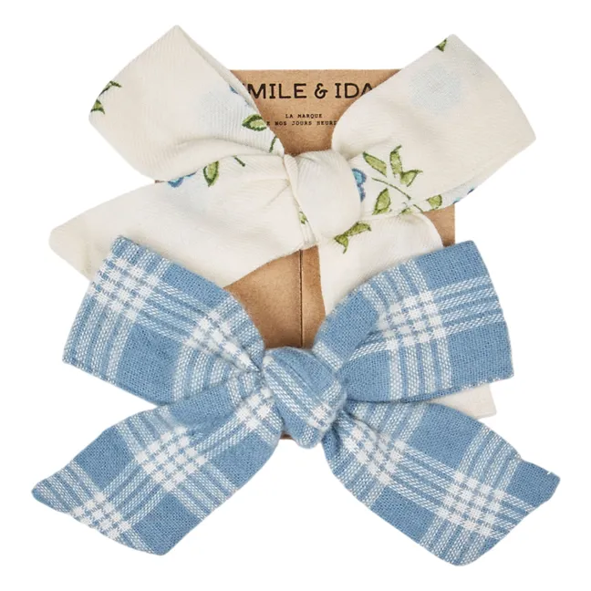Lot de 2 Barrettes Nœuds Fleuries | Ecru