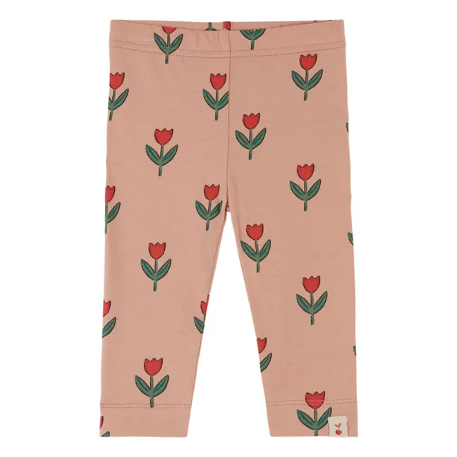 Legging Fleuri Coton Bio | Rose