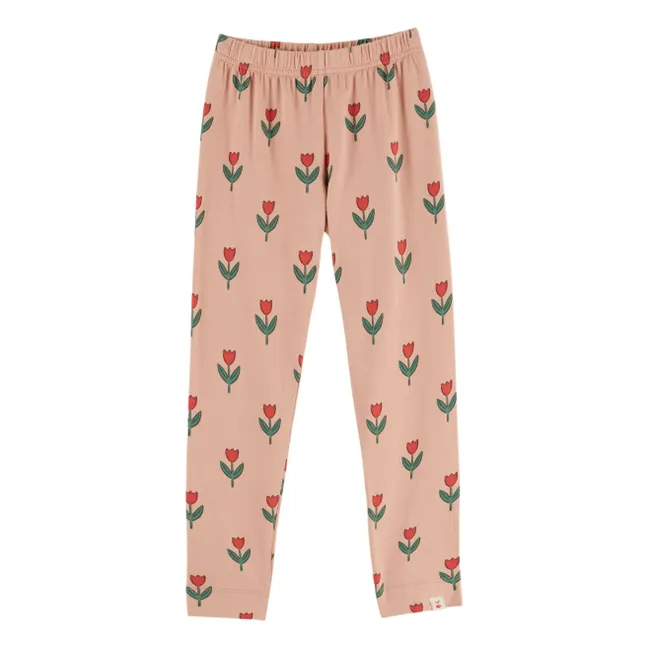 Legging Fleuri Coton Bio | Rose
