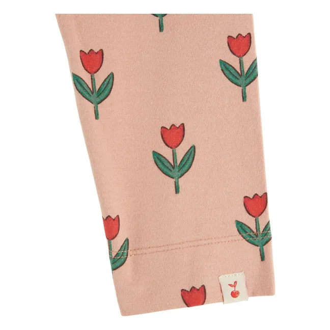 Legging Fleuri Coton Bio | Rose