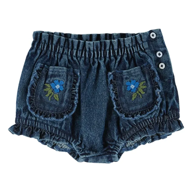 Denim Embroidered Bloomer | Dark Blue
