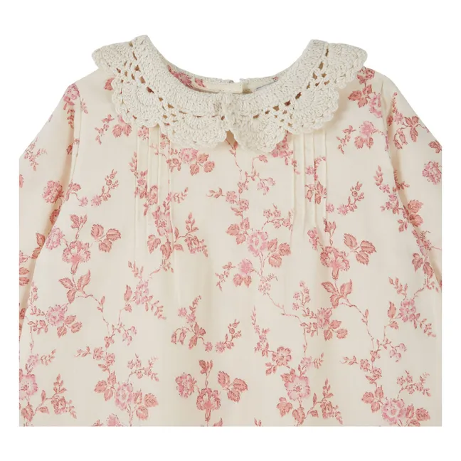Robe Col Crochet Coton Bio | Ecru