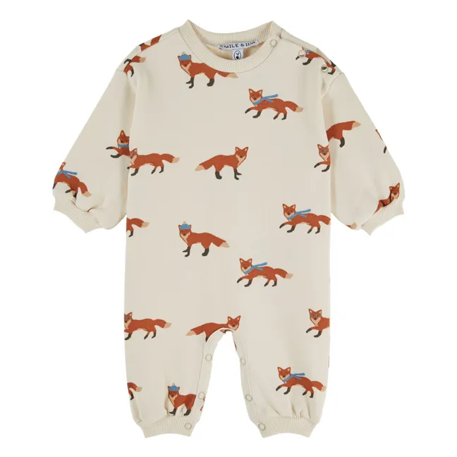 Combinaison Renards Molleton Coton Bio | Ecru