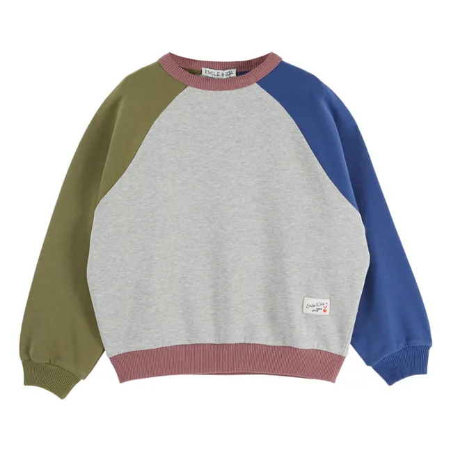 Sweat Colorblock Coton Bio | Gris chiné