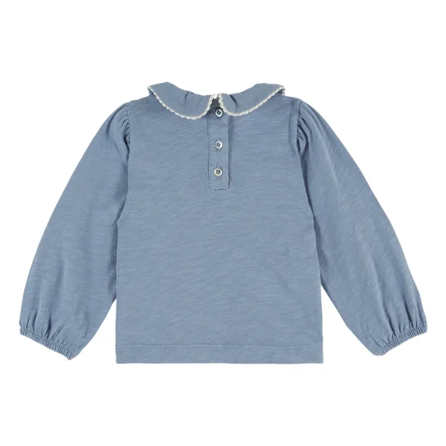 T-shirt Col Coton Bio | Bleu