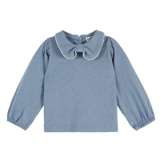 T-shirt Col Coton Bio | Bleu