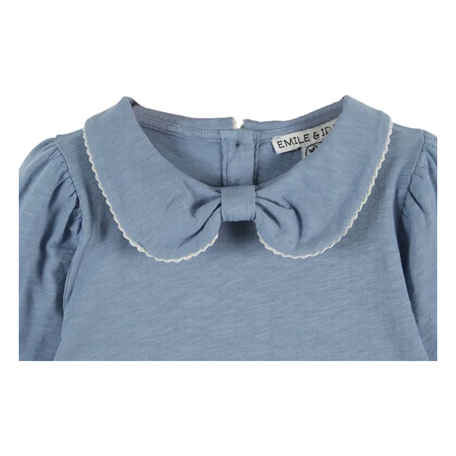 T-shirt Col Coton Bio | Bleu