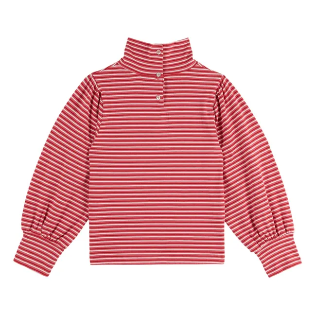 Organic cotton striped turtleneck | Red