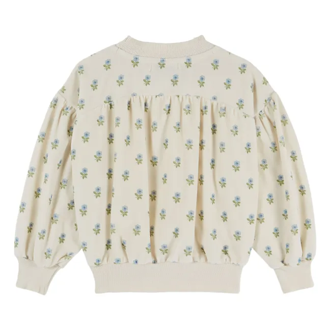 Sweat Fleuri Velours Coton Bio | Ecru