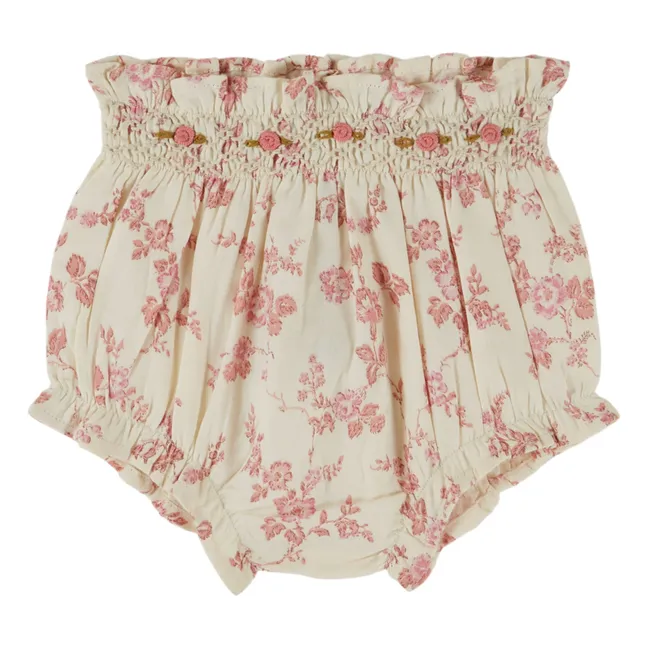 Bloomer Smocké Fleuri Coton Bio | Ecru