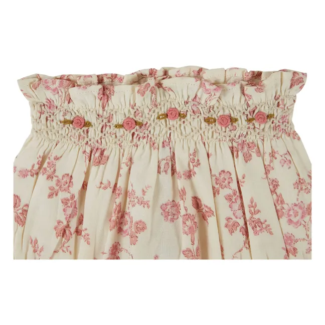 Bloomer Smocké Fleuri Coton Bio | Ecru