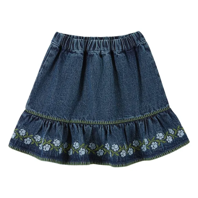 Jupe Brodée Denim | Bleu