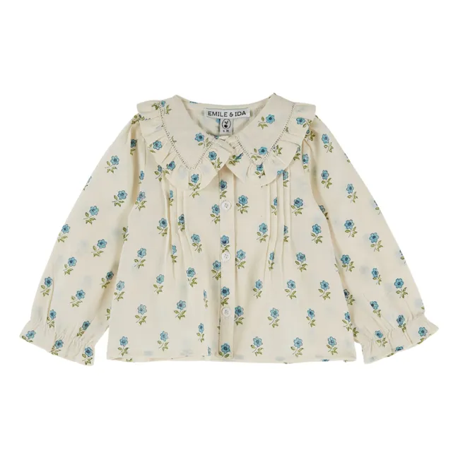 Blouse Fleurie Coton Bio | Ecru