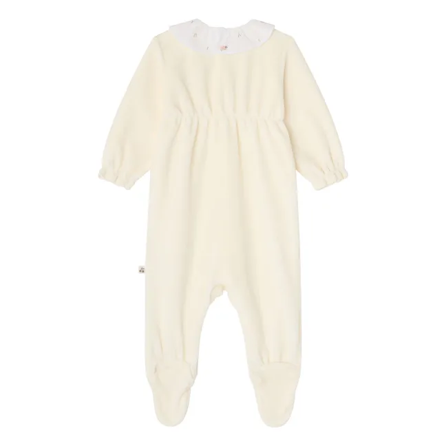 Lintina organic cotton ruffled-neck pyjamas | Cream