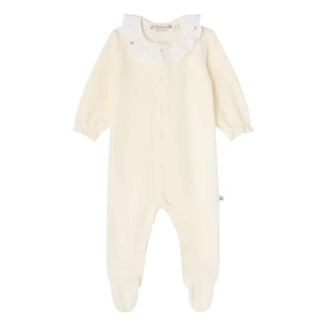 Pijama con volantes Lintina de algodón orgánico | Crema