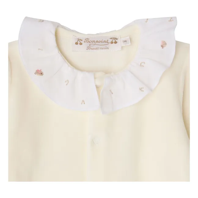 Lintina organic cotton ruffled-neck pyjamas | Cream