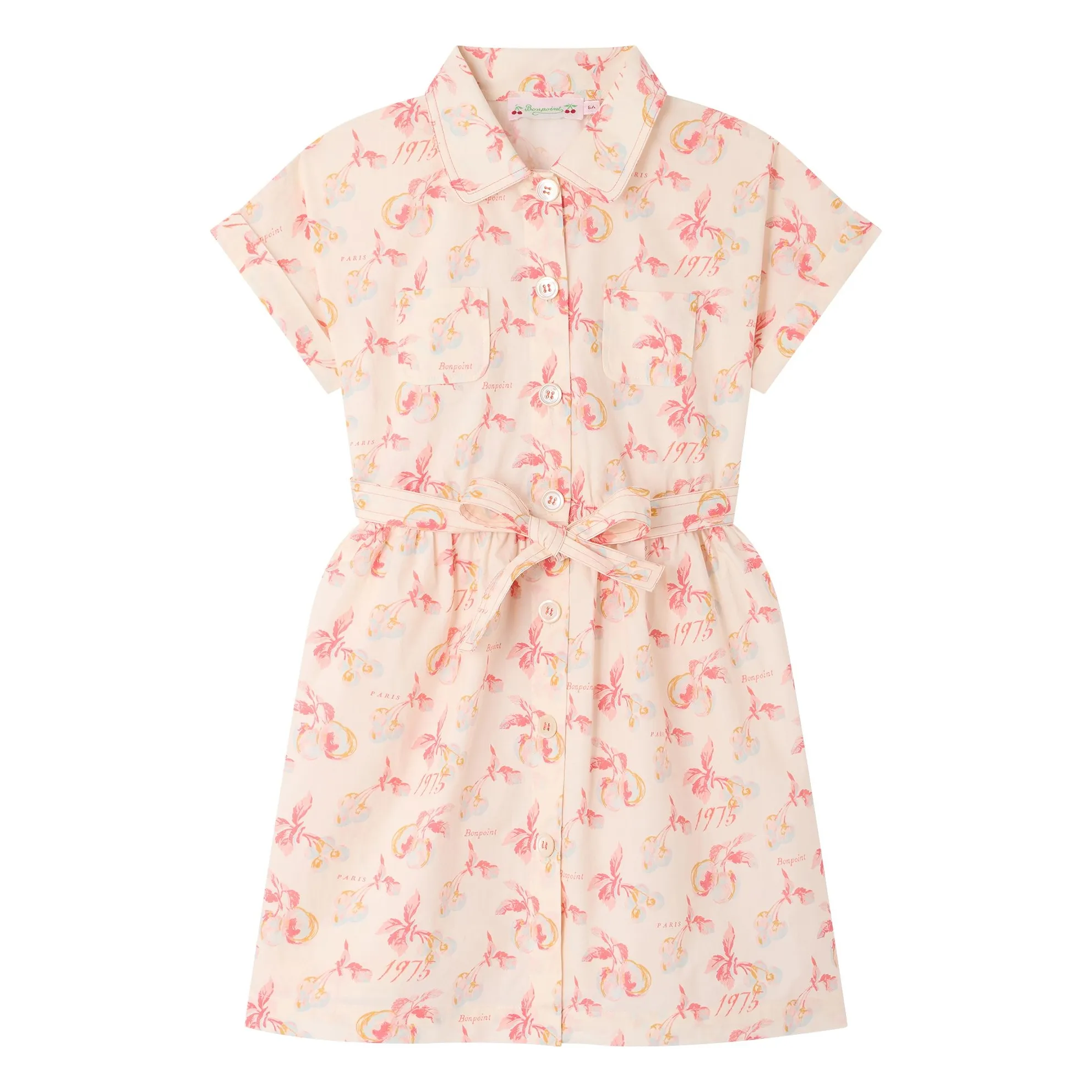 Bonpoint Girls Ecru Gisele Cerises Organic Cotton Dress