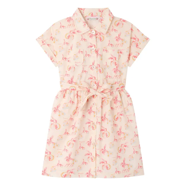 Robe Gisele Cerises Coton Bio | Ecru