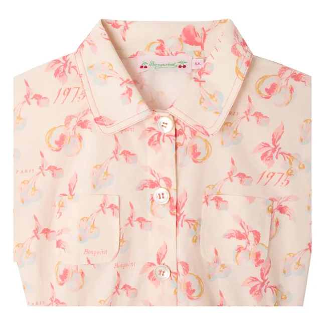 Robe Gisele Cerises Coton Bio | Ecru