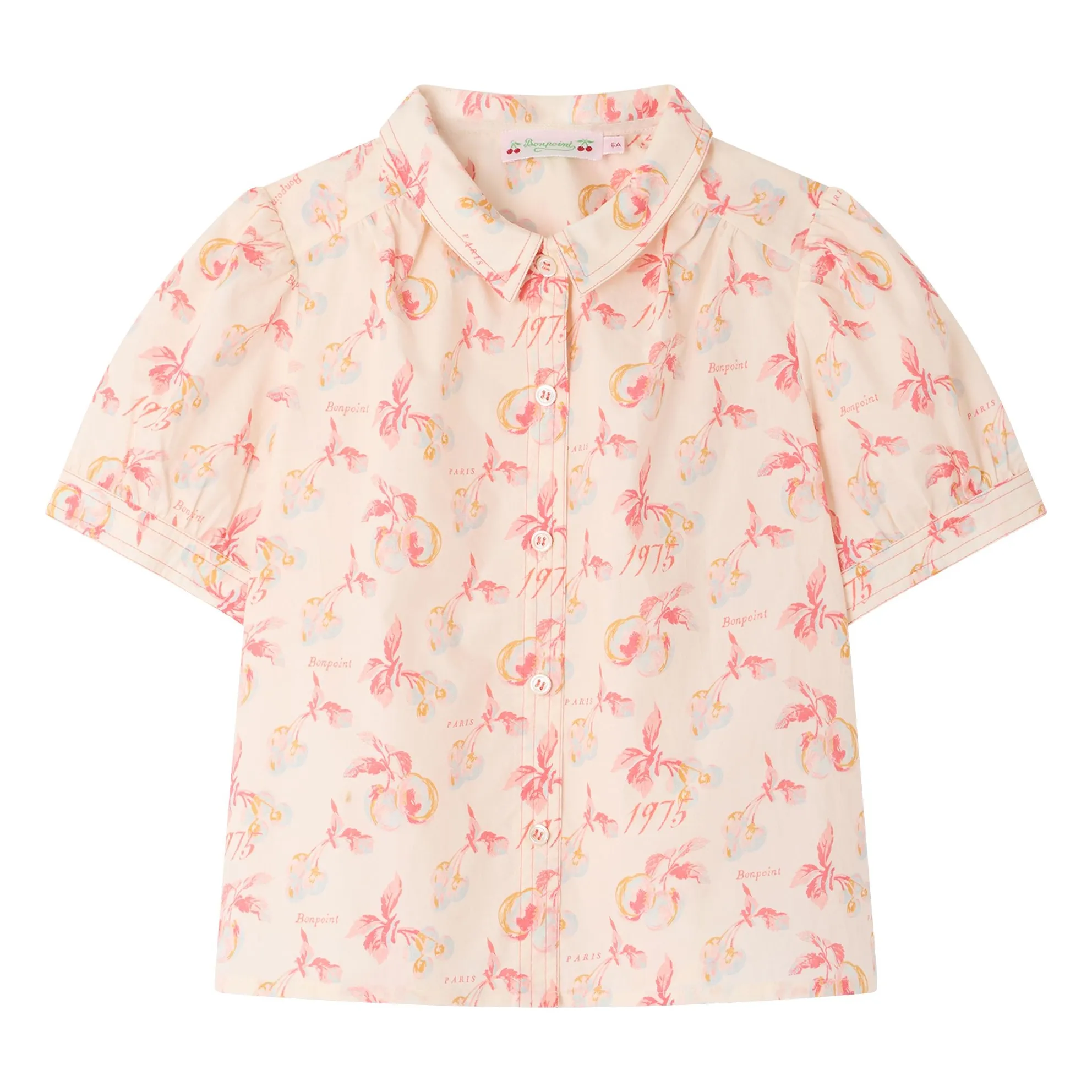 Blouse Mathilda Cerises Coton Bio | Ecru- Image produit n°0