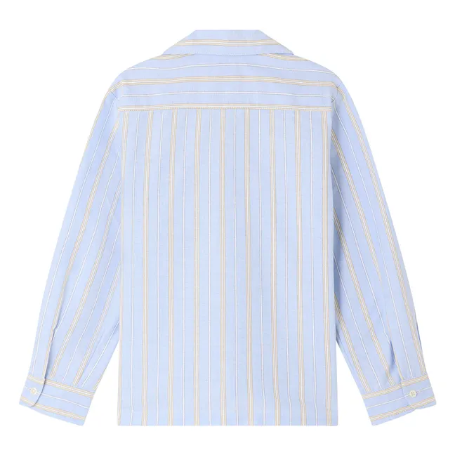 Mael Camisa de rayas de algodón orgánico | Azul Claro