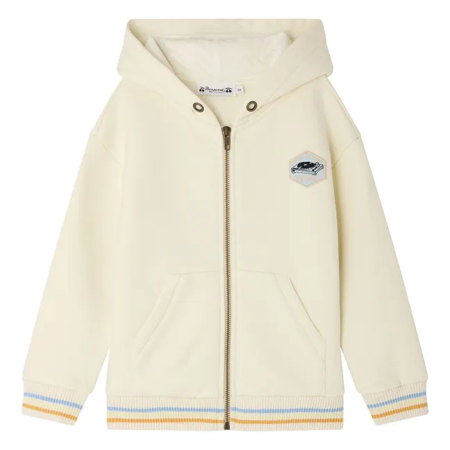 Sweat Capuche Ecusson Elroy Coton Bio | Ecru