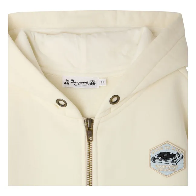 Sweat Capuche Ecusson Elroy Coton Bio | Ecru