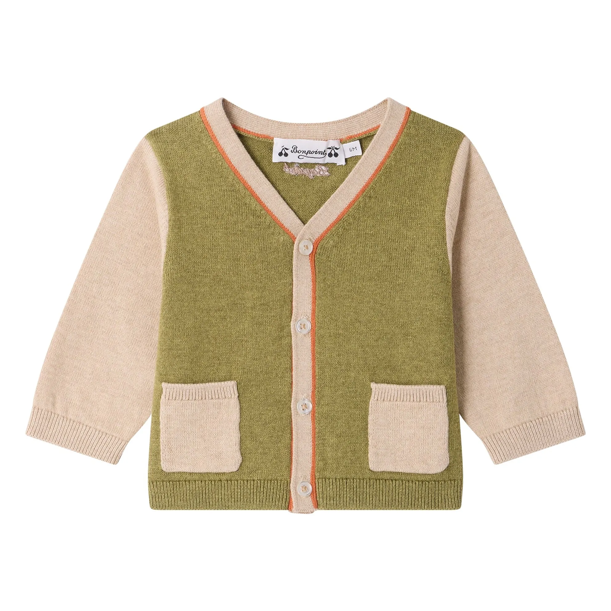 Bonpoint Khaki Tahiel Organic Cotton Cardigan