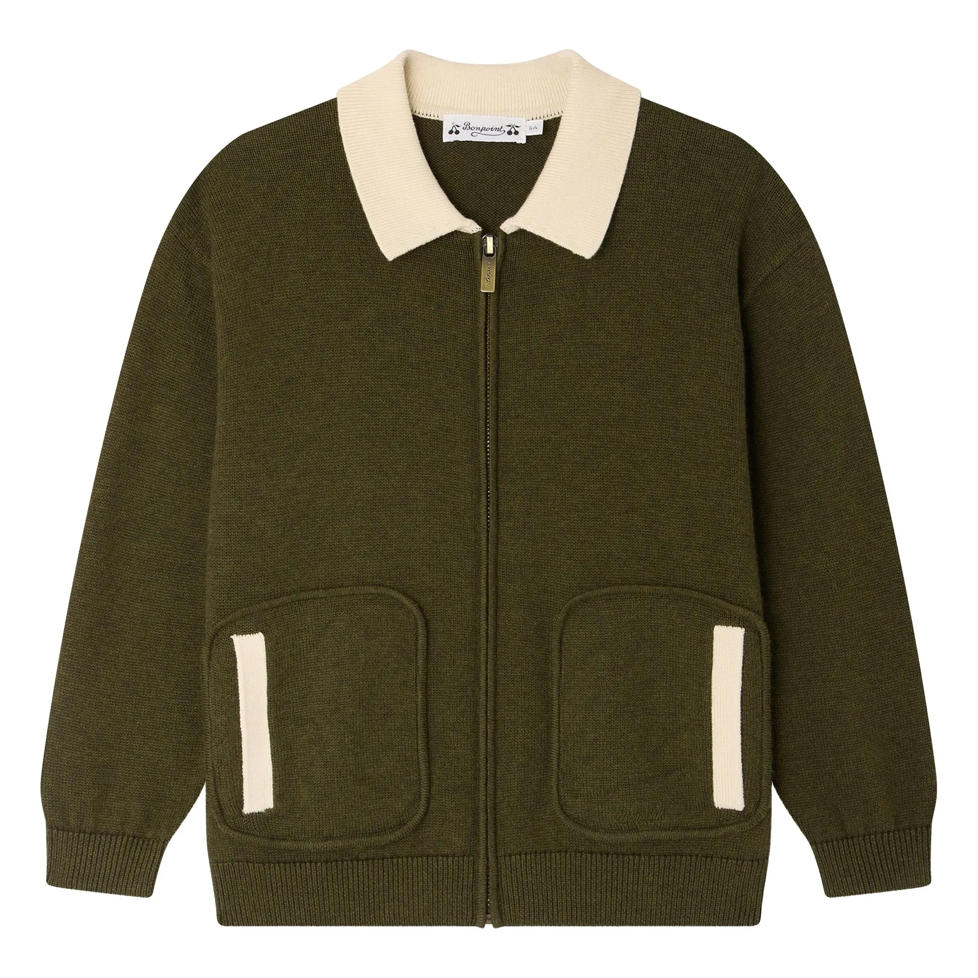 Bonpoint Boys Khaki Martin Chiné Organic Cotton Vest