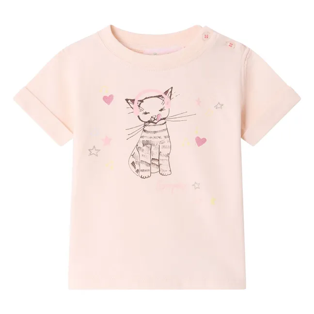 Camiseta de algodón ecológico Aiman Cat | Rosa