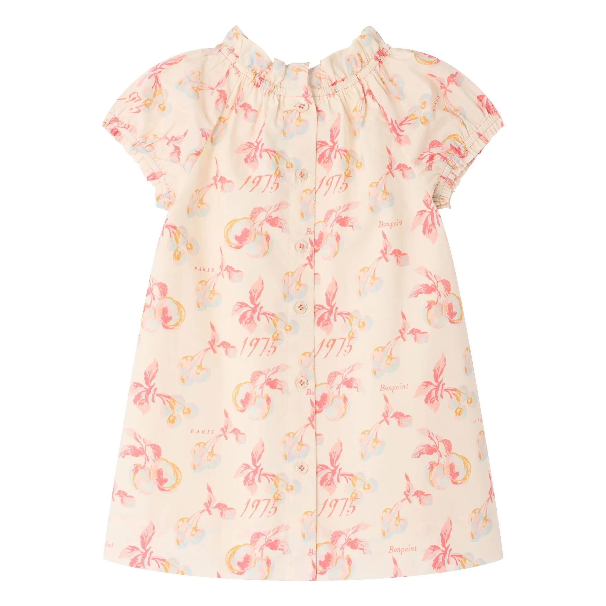 Robe Sidwell Cerises Coton Bio | Ecru- Image produit n°2