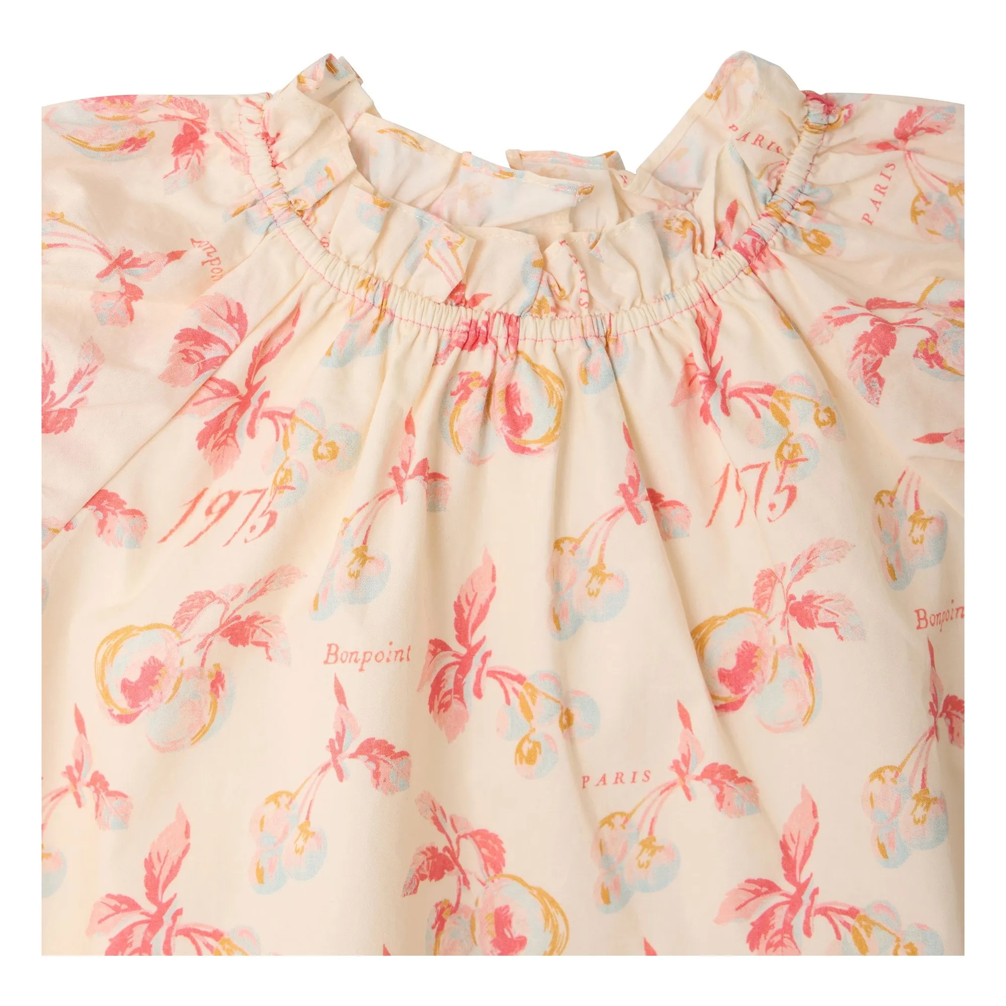 Robe Sidwell Cerises Coton Bio | Ecru- Image produit n°1