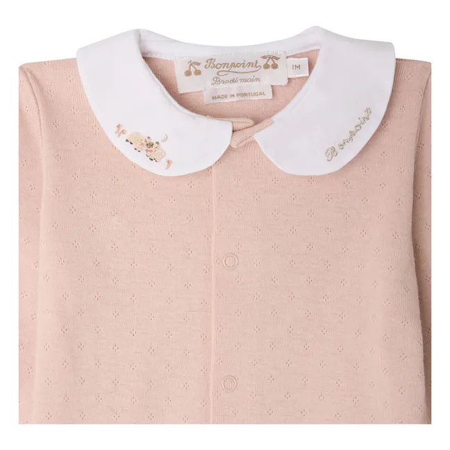 Pyjama Col Claudine Cayla Coton Bio | Rose pêche