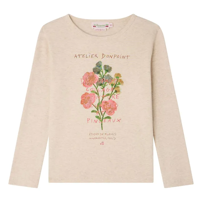 T-shirt Tidjiane Bouquet de Fleurs Coton Bio | Beige chiné