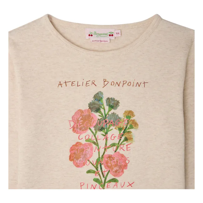 T-shirt Tidjiane Bouquet de Fleurs Coton Bio | Beige chiné