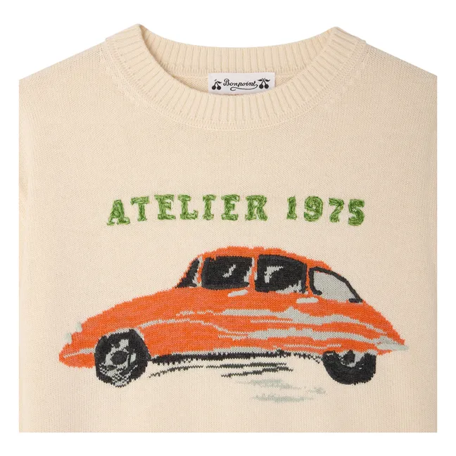 Pull Martinez Voiture Laine | Ecru